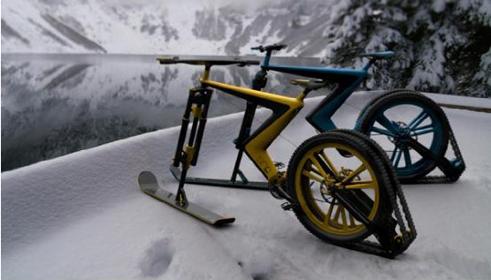 雪地專用自行車：用滑雪板當輪子你見過嗎--磐眾科技(廣州)有限公司