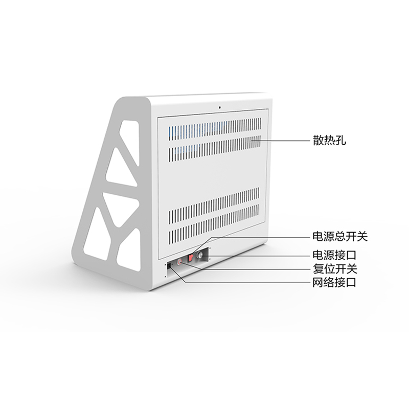 散熱孔\電源總開關\電源接口\網絡接口